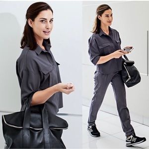Figs Soho S scrub top and Zamora petite XS joggers